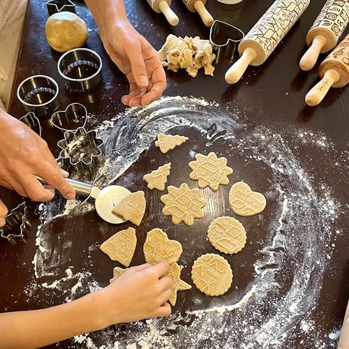 Embossing Rolling Pin GOLDEN DAISIES with Ornamental Bloom Pattern