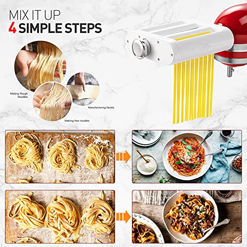 Pasta Maker Attachment 3 in 1 Set for KitchenAid Stand Mixers Included Pasta Sheet Roller