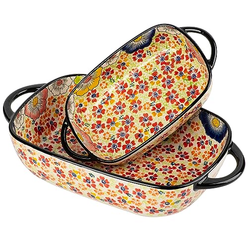 Retro pastoral style Ceramic Baking Dish Rectangular Bakeware Set Baking Pan