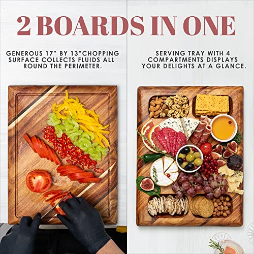 Acacia Wood Cutting Board with Juice Groove (3 Count)