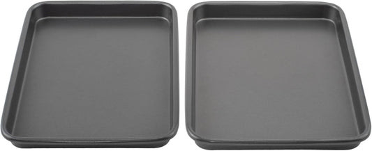 GoodCook Everyday Set of 2 Nonstick Steel 9" x 6.2" Toaster Oven Mini Baking Sheets, Gray - Culinary Roots