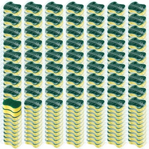 1000 Pcs Individually Wrapped Sponges Kitchen Bulk Non Scratch Scouring Sponges for Dishes Household Cleaning Travel Apartments Hotel Car (1000 Count)