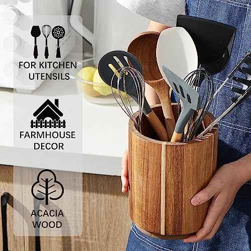 Acacia Wood Utensil Holder