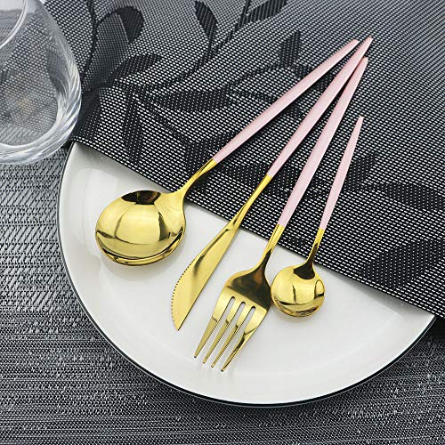 Pink Gold Silverware Set (4 Count)
