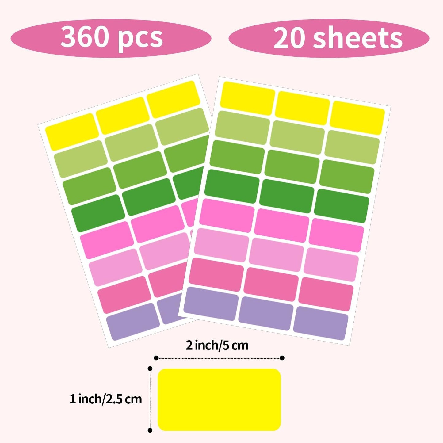 STARLIBOO Removable Freezer Labels, 1x2 Inch Color Coding Removable Labels Easy Peel Off, Freezer Labels to Write on/Waterproof (360PCS, 8 Colors)