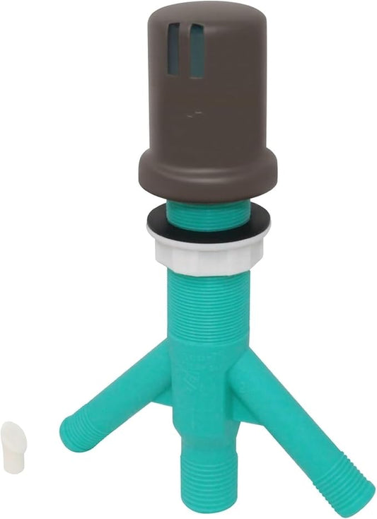 Dual Air Gap with Oil Rubbed Bronze Brass Cap for Double Drawer or Two Separate Dishwashers with Skirted Cap and Extra Long Thread for Thick or Thin Countertops (AG200-304, AG200-X04, AMERIGAP)