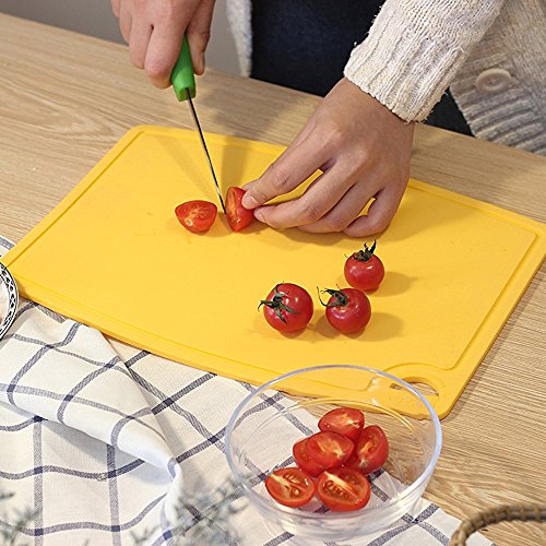 Thick Silicone Cutting Board 12.6'' x 9.1'' Juice Grooves Easy Grip Handle Dishwasher Safe