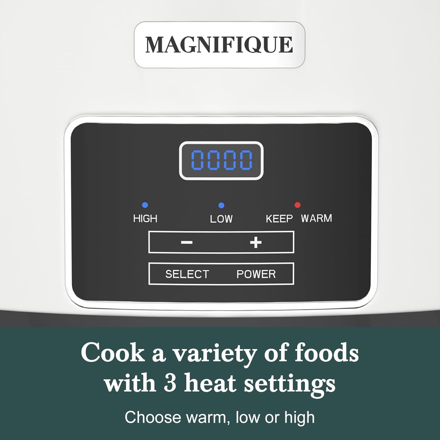 7-Quart Programmable Slow Cooker with Timer Keep Warm - Small Kitchen Appliance for Family Dinners - Serves 6+ People - Heat Settings: Keep Warm(White, Black Liner) - Culinary Roots