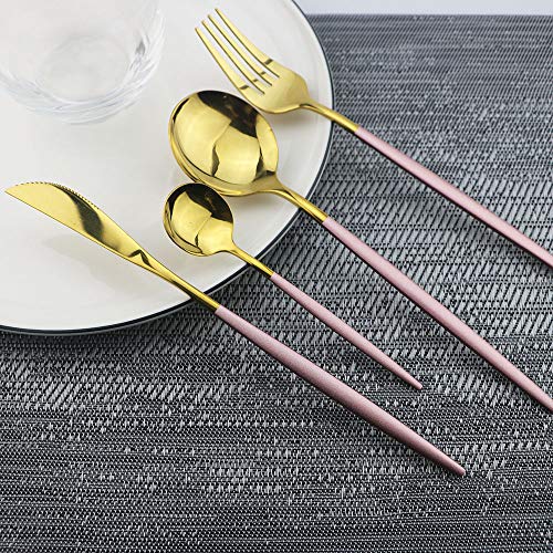 30 Piece Stainless Steel Pink Gold Satin Finish Flatware Set (6 Count)