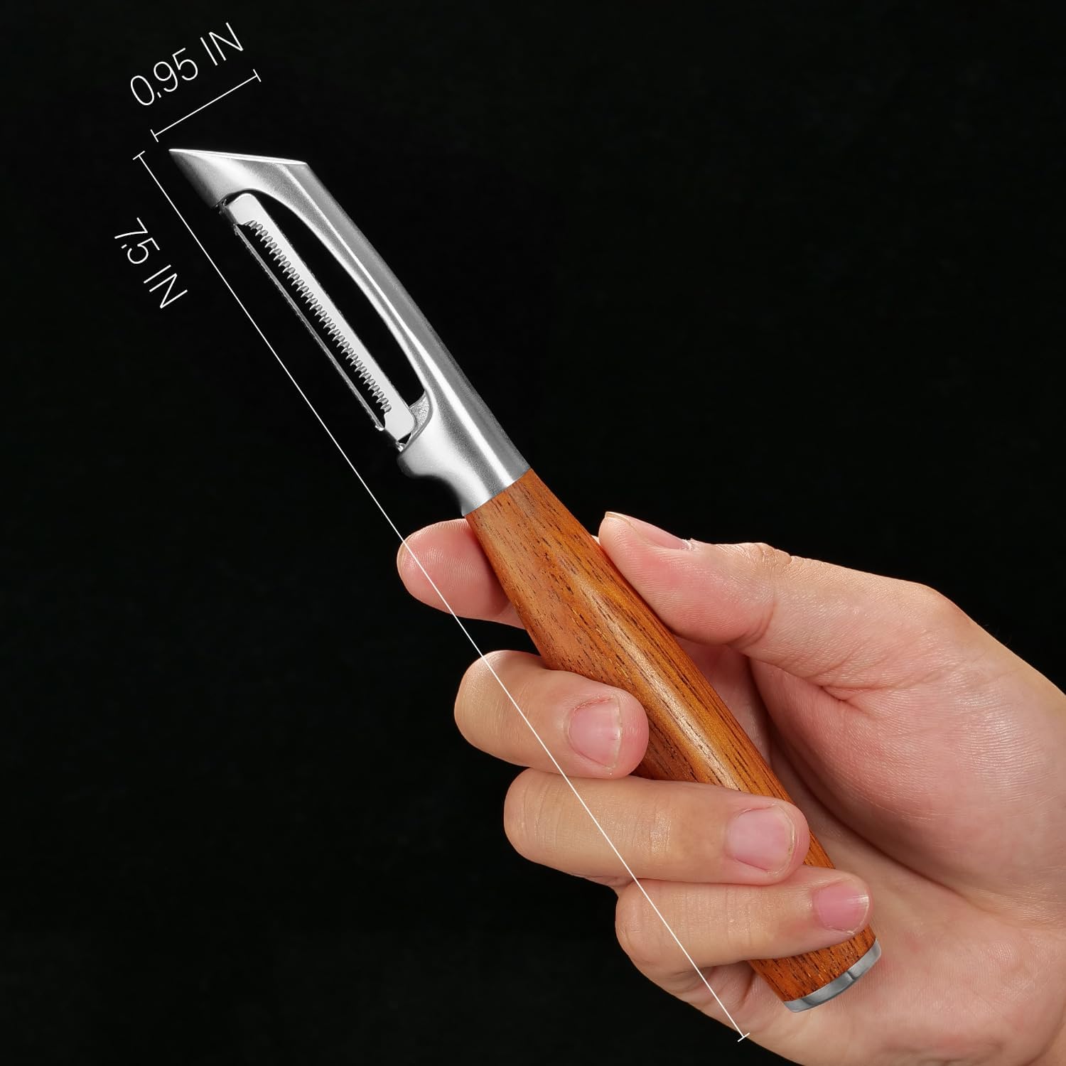 Serrated Blade Premium I Type 304 Stainless Steel Multifunctional Kitchen Peeler Real Wood Handle Ultra Sharp Blade Vegetable Potato Apple(Boluoge) - Culinary Roots