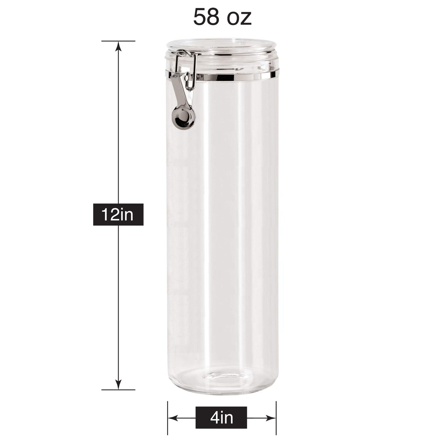Tall Clear Plastic Canister with Clamp Lid