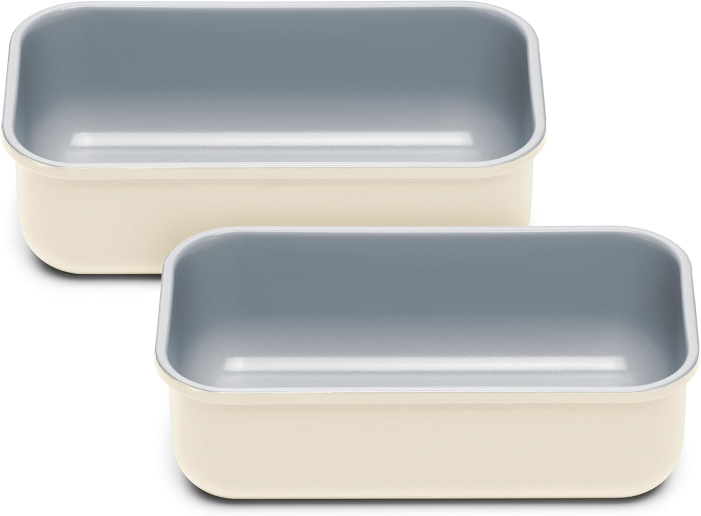 Caraway Non-Stick Ceramic 1 lb Loaf Pan Duo - Naturally Slick Ceramic Coating - Non-Toxic, PTFE & PFOA Free - Perfect for Pound Cakes, Breads, & More - Cream - Culinary Roots