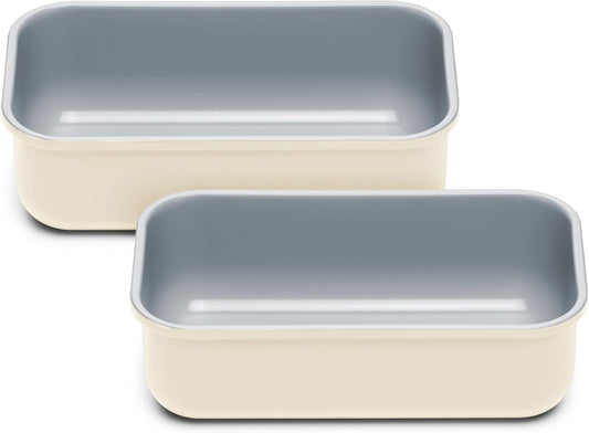 Caraway Non-Stick Ceramic 1 lb Loaf Pan Duo - Naturally Slick Ceramic Coating - Non-Toxic, PTFE & PFOA Free - Perfect for Pound Cakes, Breads, & More - Cream - Culinary Roots