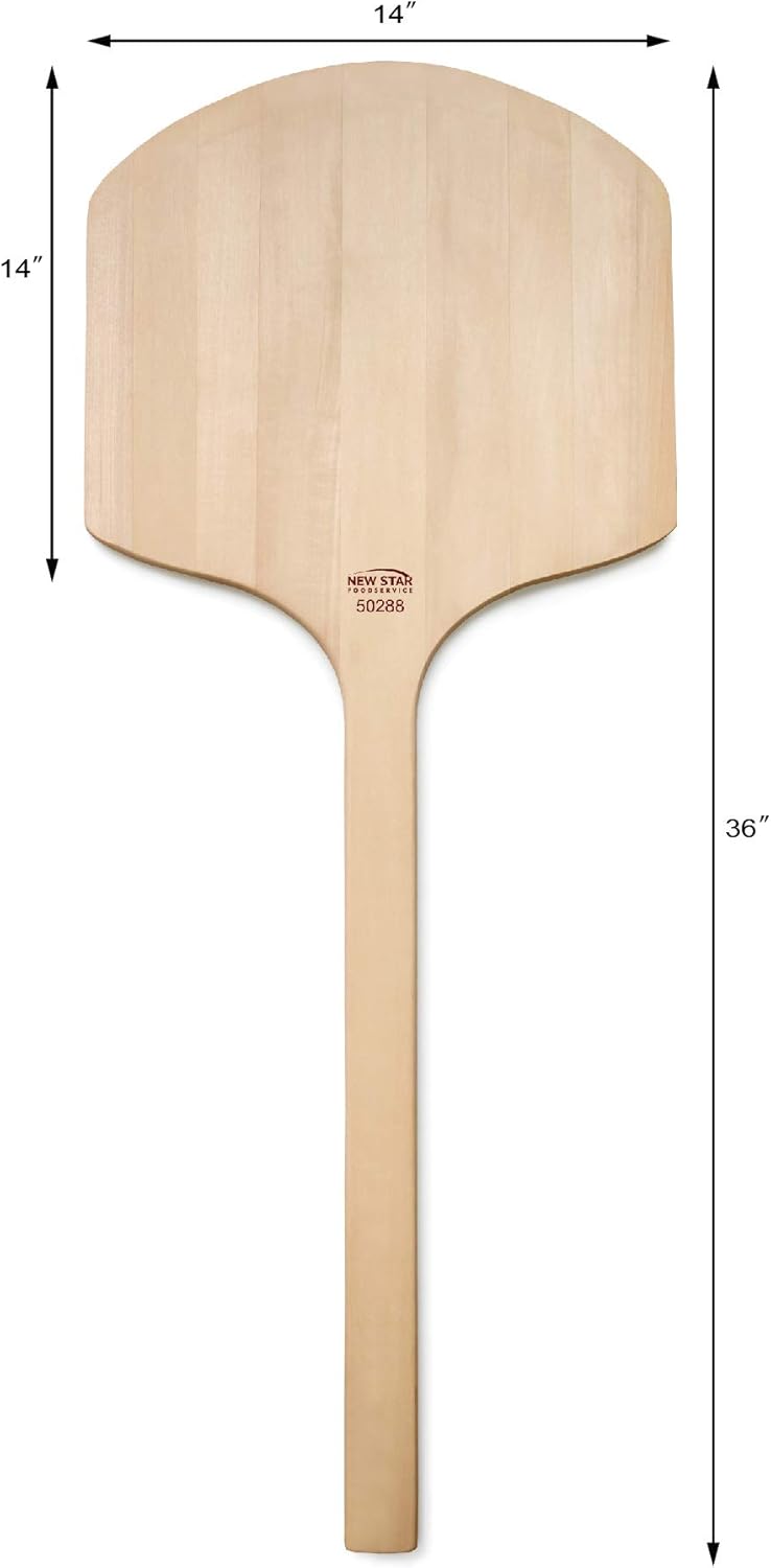 New Star Foodservice 50288 Restaurant-Grade Wooden Pizza Peel, 14" L x 14" W Plate, with 22" L Wooden Handle, 36" Overall Length - Culinary Roots