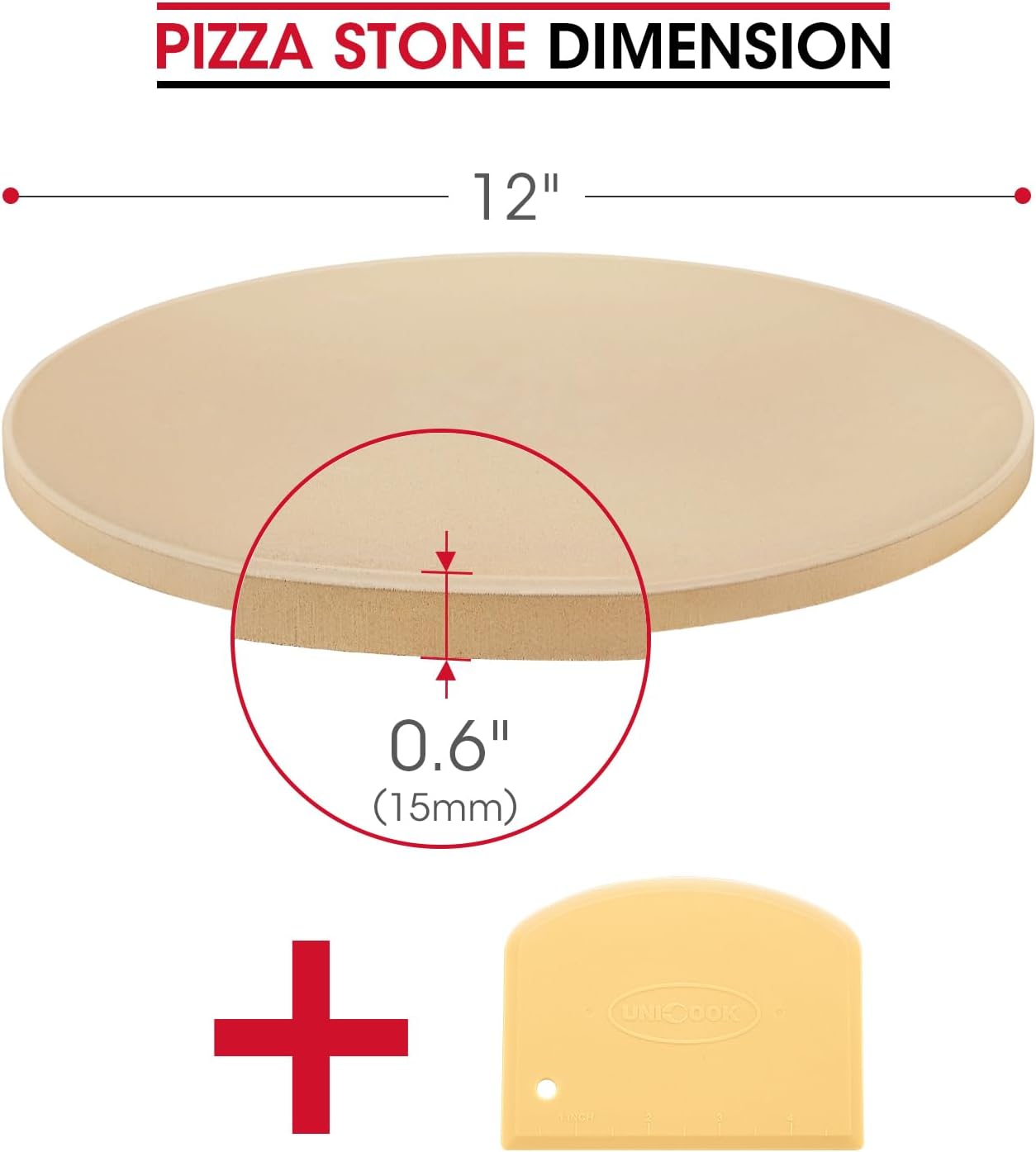 Unicook 12 Inch Round Pizza Stone, Heavy Duty Cordierite Bread Baking Stone for RV Oven, Grill and Toaster Oven, Ideal for Baking Crisp Crust Pizza, Bread, Cookies and More - Culinary Roots