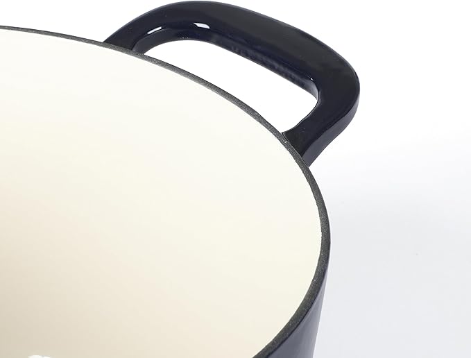 Martha Stewart Gatwick 7 QT Enamel Cast Iron Dutch Oven – Navy Blue, Heavy-Duty Durable Dutch Oven for Slow Cooking, Braising, and Baking