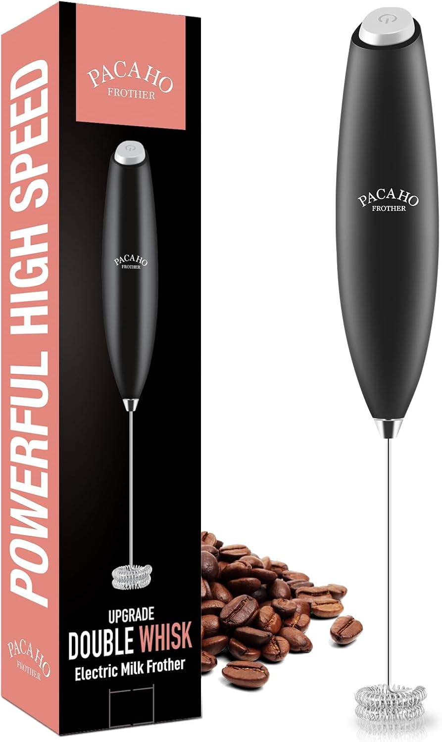Powerful Milk Frother with Double Whisk, Handheld Electric Foam Maker, Hand Mixer Wand, Portable Mini Blender Foamer Stirrer for Coffee, Latte, Matcha,Hot Chocolate - Culinary Roots
