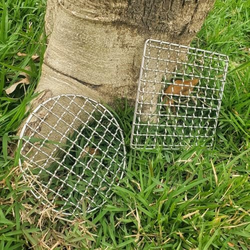 2Peices Backpacker Bushcraft Grill Grate Stainless Steel BBQ Cooking Grill Mesh Campfire Grill Square Round for Camping