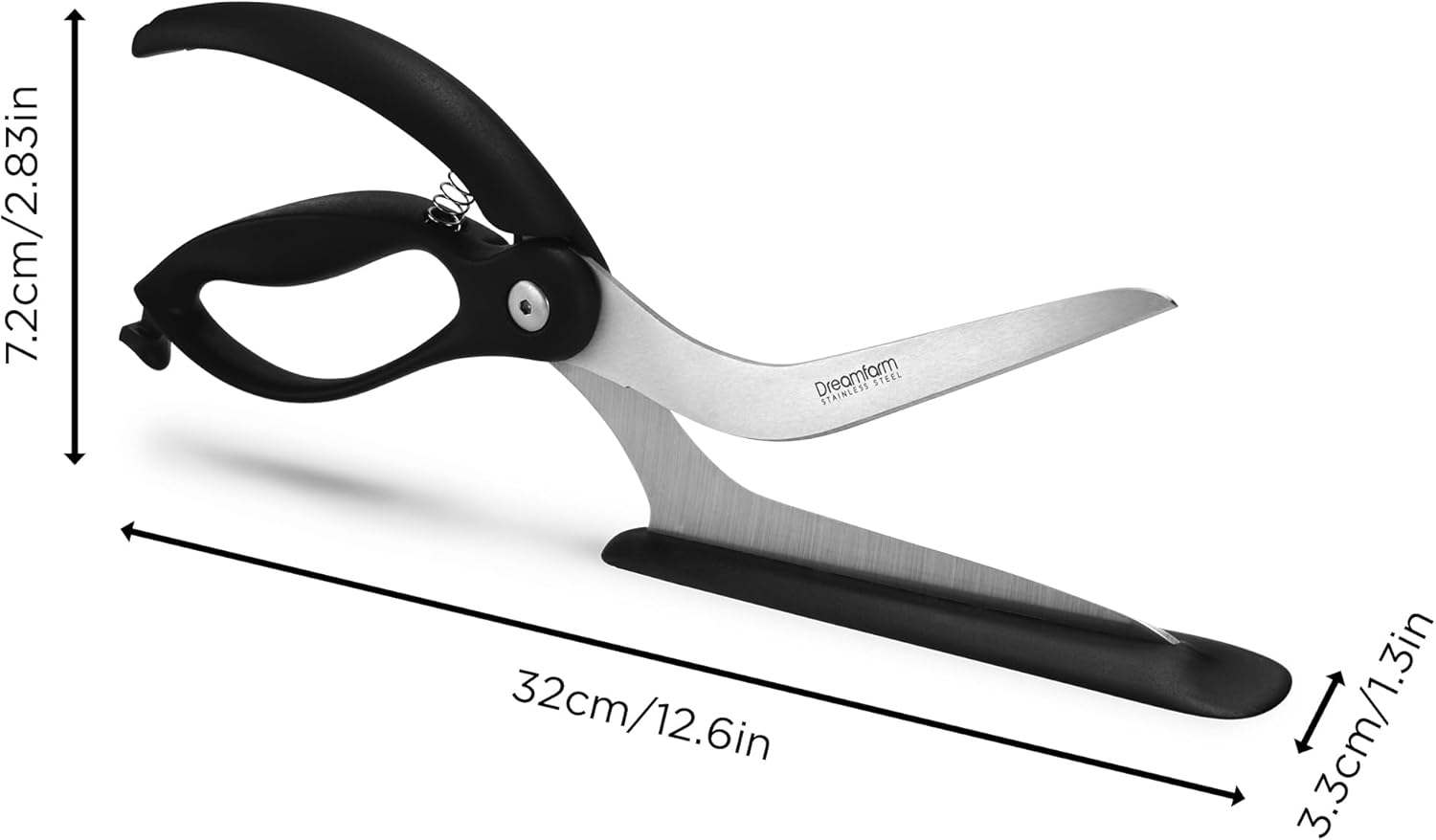 Dreamfarm Scizza 2-In-1 Easy Ergonomic Pizza Scissors with Stainless Steel Pizza Cutter Blades & Non-Stick Slice Server - Black - Culinary Roots
