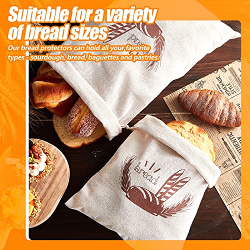20 Pcs Linen Bread Bag for Homemade Bread Reusable 2 Sizes 10" x 12" and 11" x 17" Unbleached Container Drawstring Natural Bags Storage for Food Baking Kitchen Sandwich Bakery Picnic Wedding (20 Count)