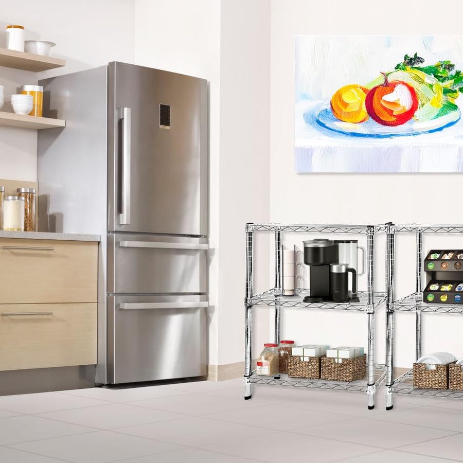 Shelving Inc. 8" d x 48" w Chrome Wire Shelving with 3 Tier Shelves (3 Count)