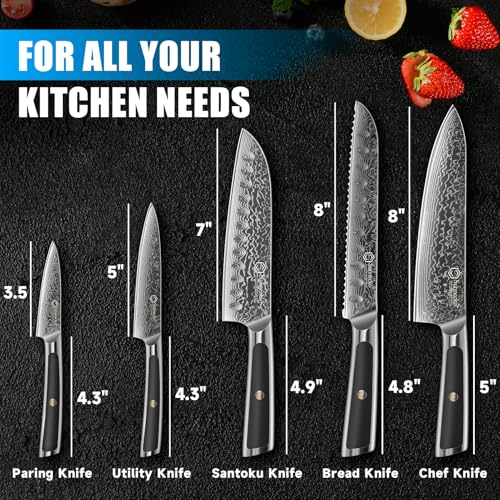 Damascus Kitchen Knife Set 5 Piece (5 Count)