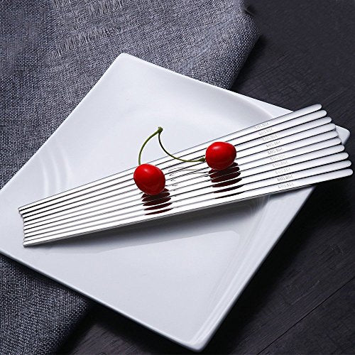 5 Pairs Silver Flat Chopsticks