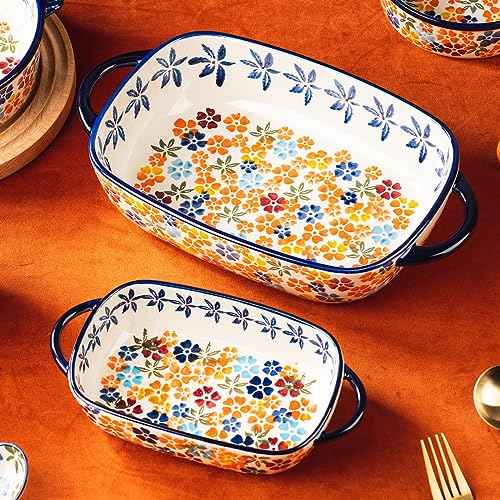 Retro pastoral style Ceramic Baking Dish Rectangular Bakeware Set Baking Pan