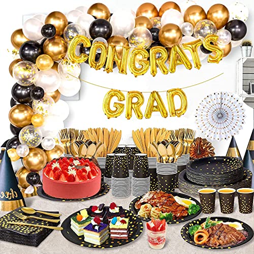 Black Gold Paper Plates (350 Count)