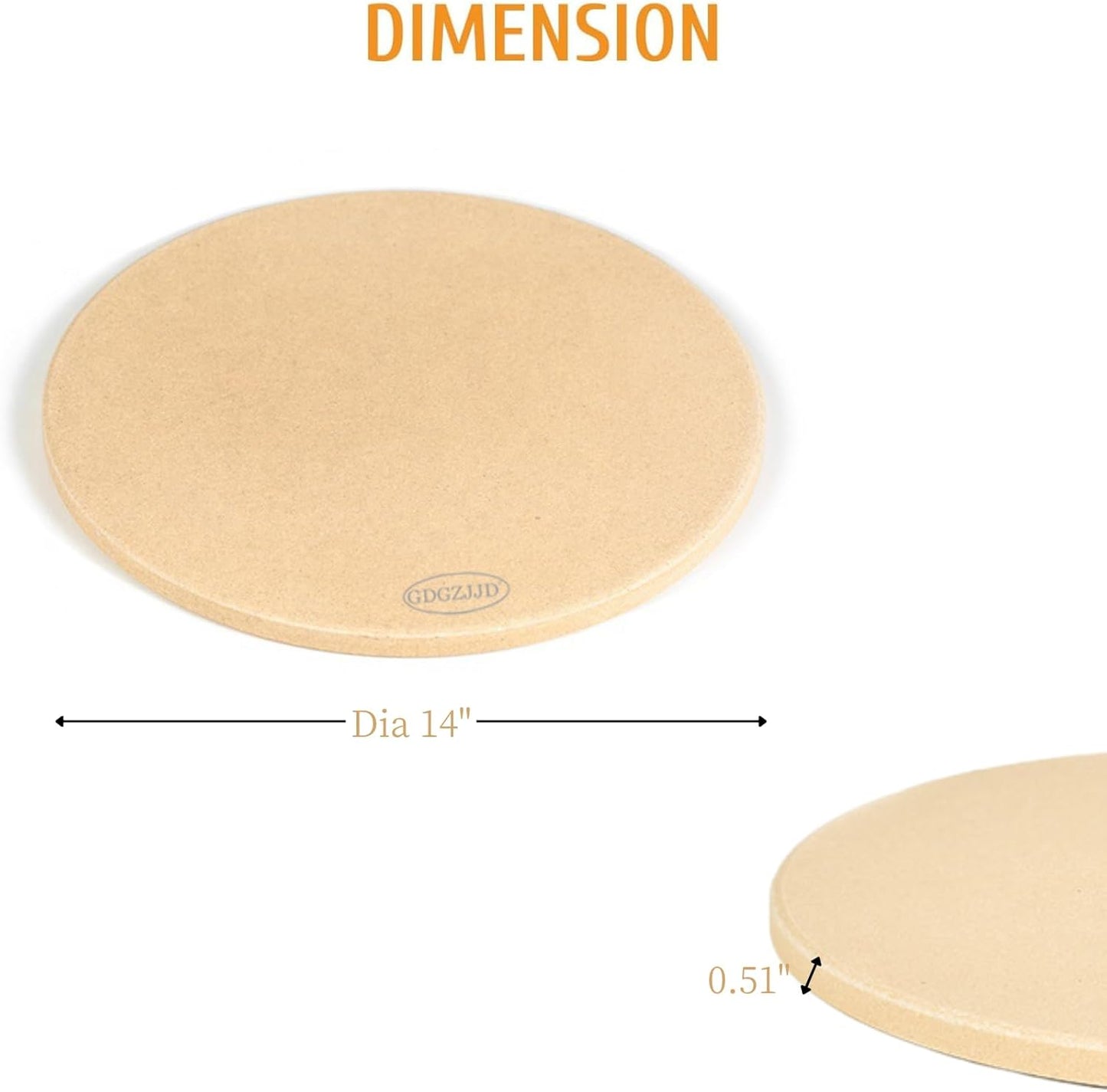 Large Pizza Stone Round 14", Heavy Duty Cooking Stone for Grill, Baking Pizza Stone for bread, Ideal for Grilling Baking Several Sizes of Pizzas - Culinary Roots