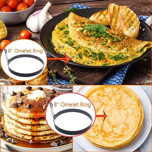 Large 2 Pack 8" Omelette Ring for Griddle