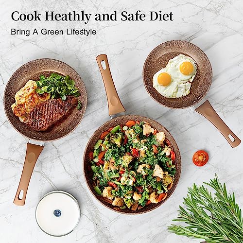 Nonstick Ceramic Frying Pans Skillets Set 8"+9.5"+11"