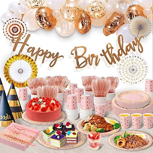 Pink Gold Paper Plates (25 Count)