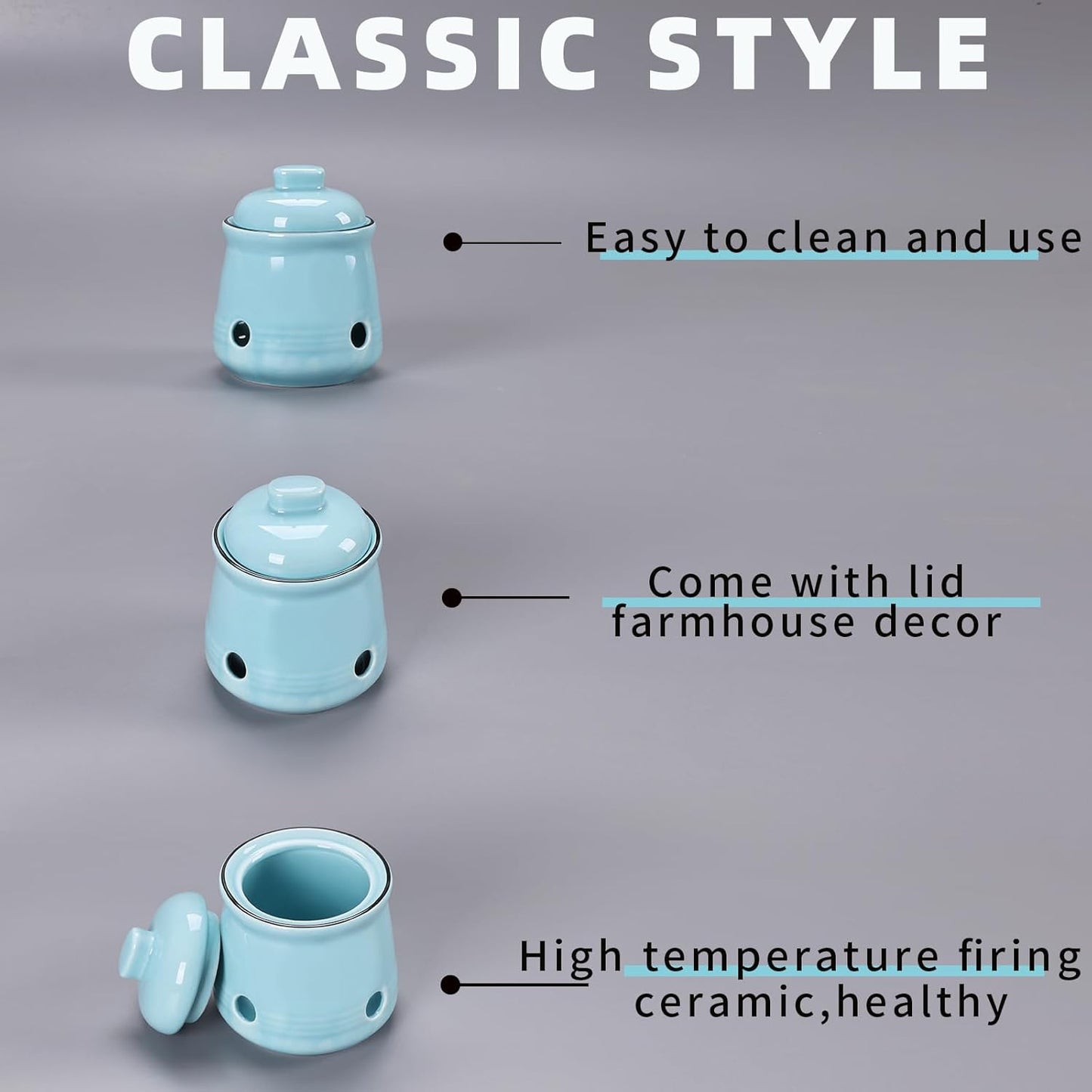 HAOTOP Ceramic Mini Garlic Keeper with Lid, Garlic Container Saver for Countertop, Keep Your Garlic Cloves Fresh (Turquoise) - Culinary Roots