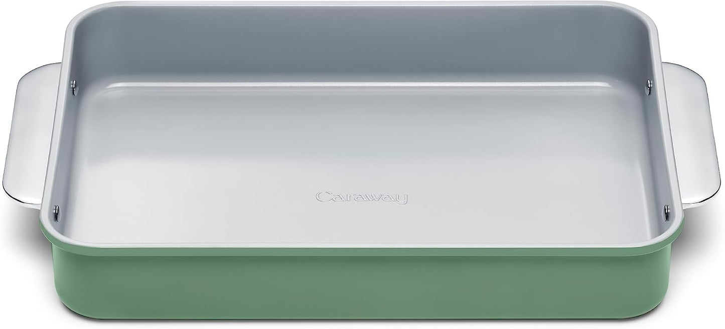Caraway Non-Stick Ceramic 9”x13” Rectangle Pan - Naturally Slick Ceramic Coating - Non-Toxic, PTFE & PFOA Free - Perfect for Brownies, Lasagnas, and More - Sage - Culinary Roots
