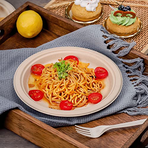 100% Compostable Plates 9 Inch 150 Pack Disposable Plates Heavy (150 Count)