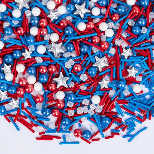 Edible Patriotic Sprinkles for Cake Decorating (4.6 Ounce)