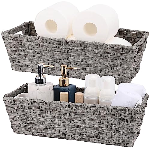 2 Pack Plastic Wicker Toilet Paper Baskets (2 Count)