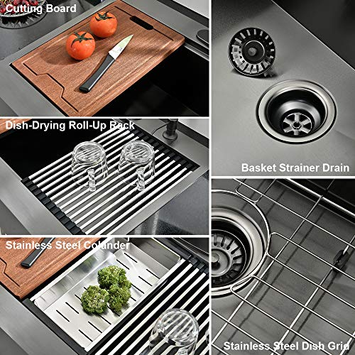 33 Inch Black Farmhouse Sink Workstation