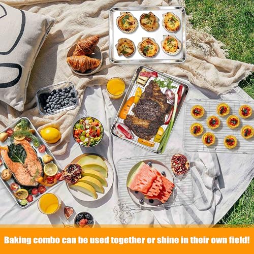 20x14 Inch XL Stainless Steel Baking Sheet with Cooling Rack Set (10 Count)