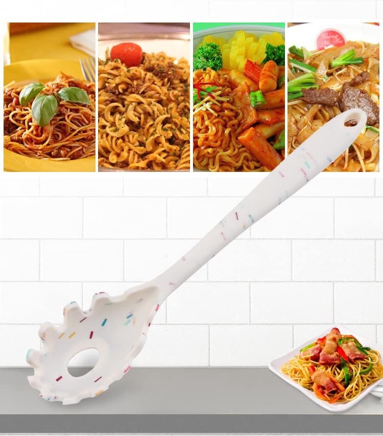 Silicone Pasta Fork (11.5"), High Heat Resistant to 480°F, Hygienic One Piece Design, Spaghetti Strainer & Server Spoon Pasta Forks (Gray) - Culinary Roots