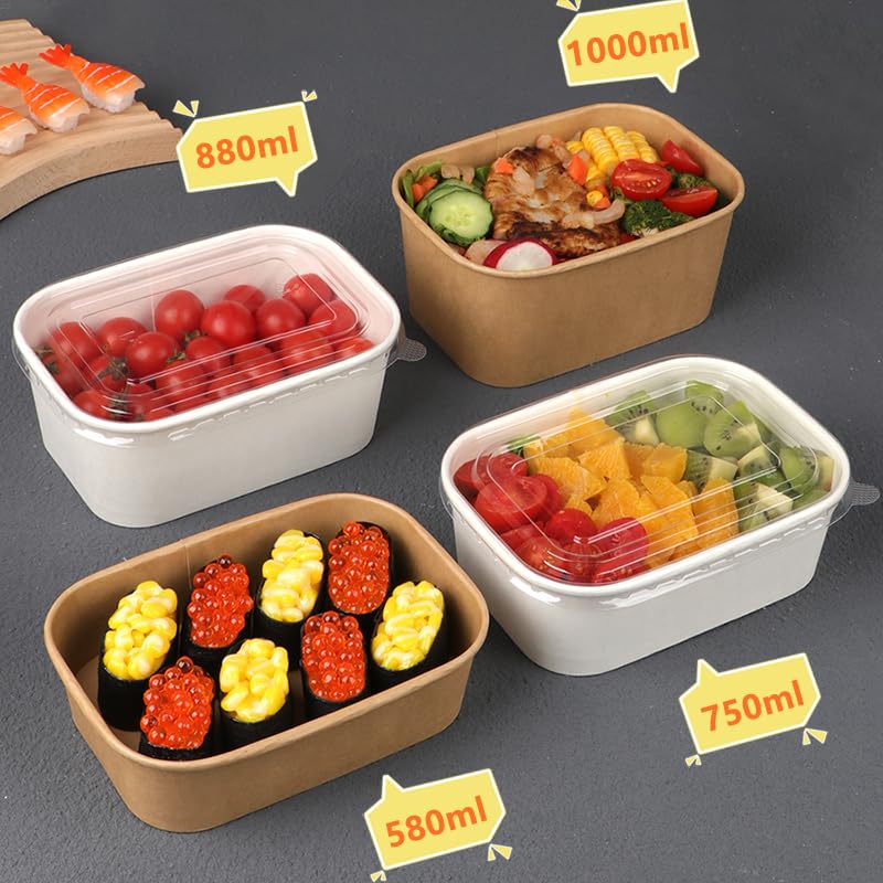 50 Pack 35oz Disposable Meal Prep Containers with Lids & Forks (50 Count)