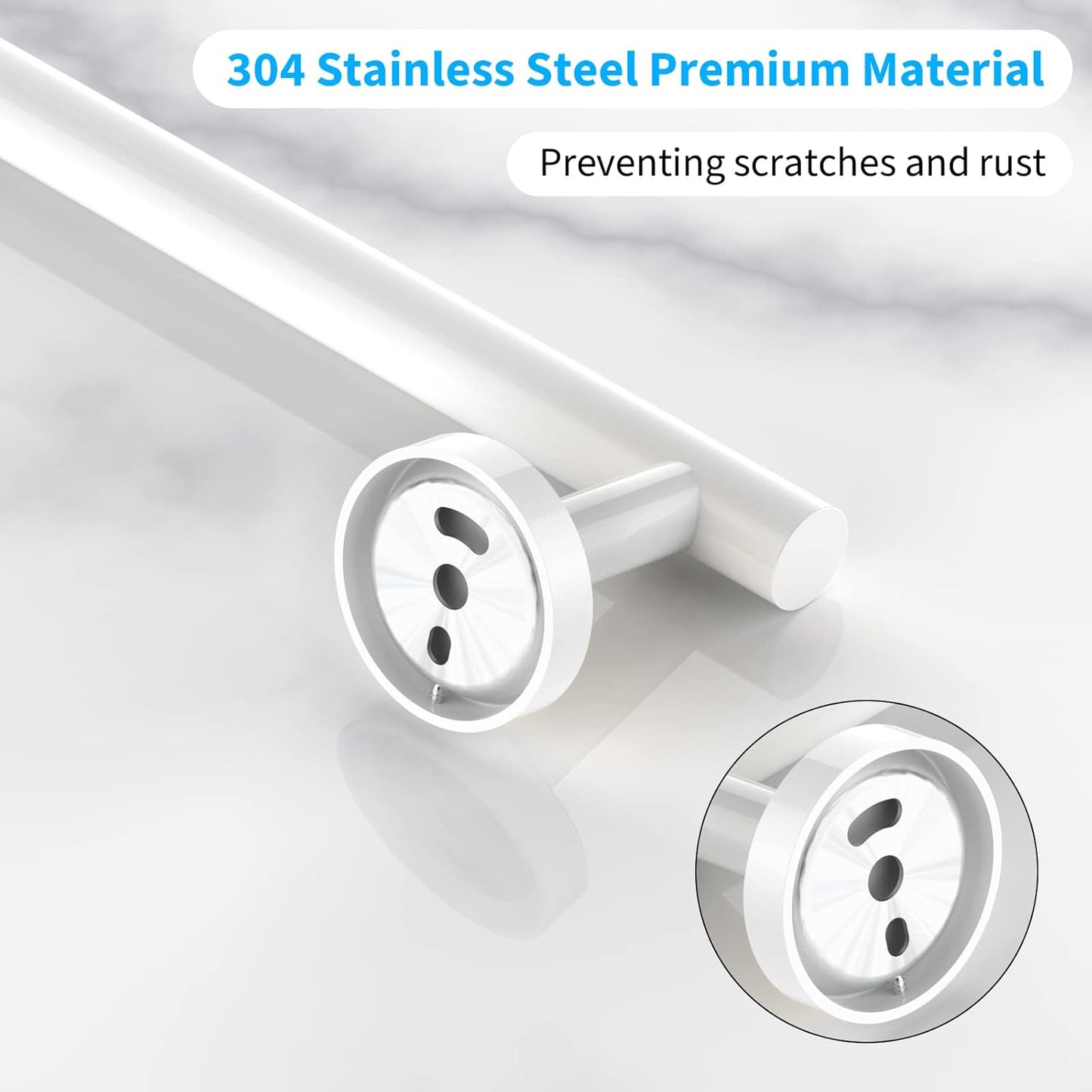 Cilee 2 Pieces White Bathroom Towel Bar, 24 Inch Double Towel Racks,Bathroom Towel Holder Towel Hanger for Bathroom Stainless Steel Wall Mount