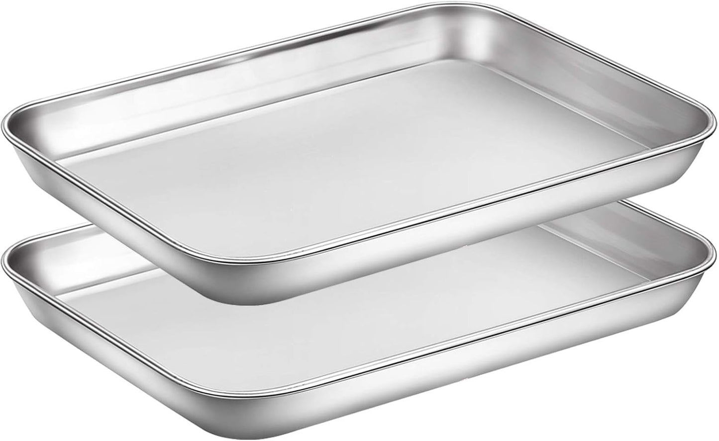 Wildone Baking Sheet Set of 2 - Stainless Steel Cookie Sheet Baking Pan, Size 9 x 7 x 1 inch, Non Toxic & Heavy Duty & Mirror Finish & Rust Free & Easy Clean - Culinary Roots