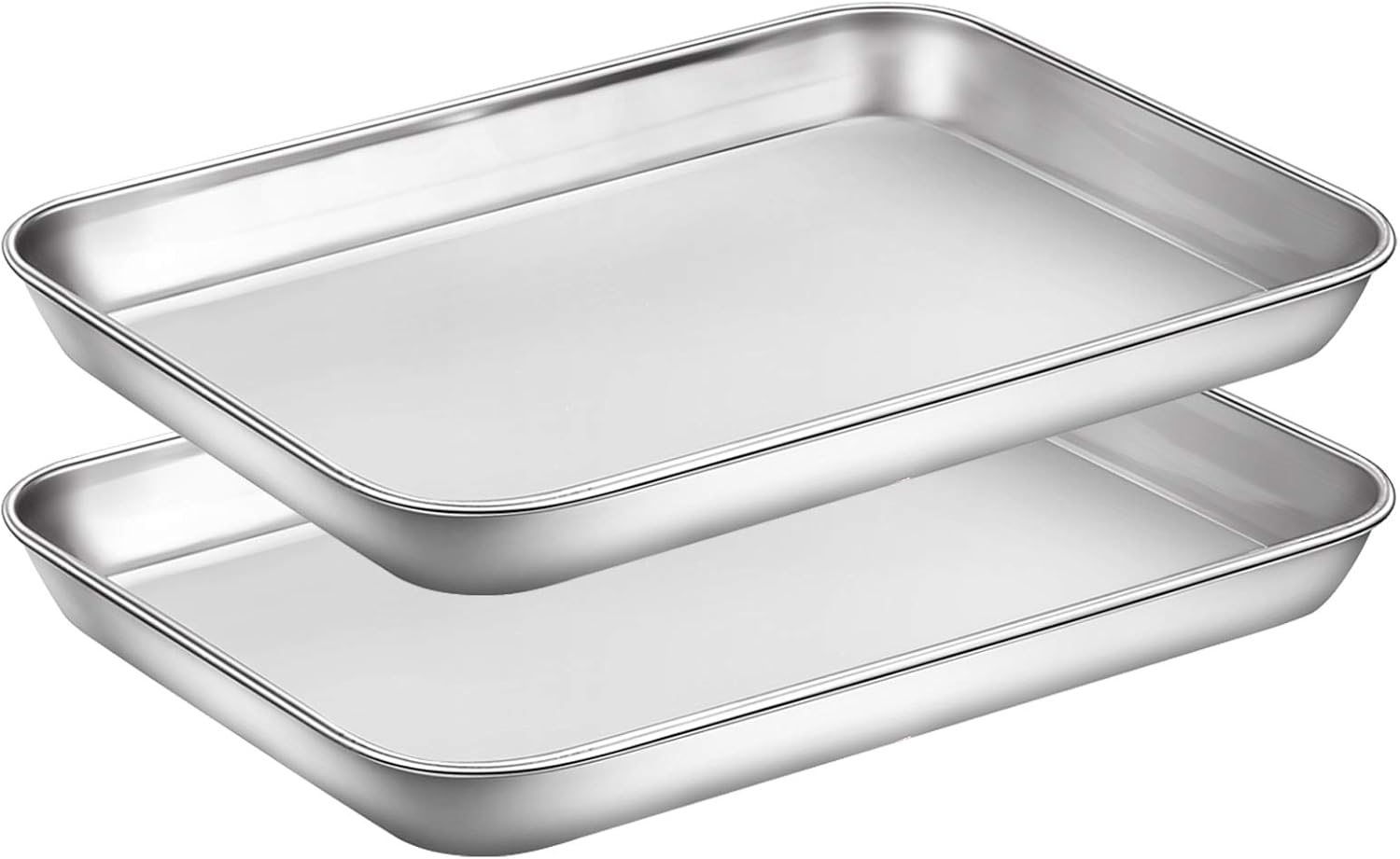 Wildone Baking Sheet Set of 2 - Stainless Steel Cookie Sheet Baking Pan, Size 9 x 7 x 1 inch, Non Toxic & Heavy Duty & Mirror Finish & Rust Free & Easy Clean - Culinary Roots