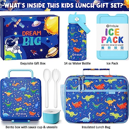 Kids Bento Lunch Box with Toddler Insulated Water Bottle Lunch Bag