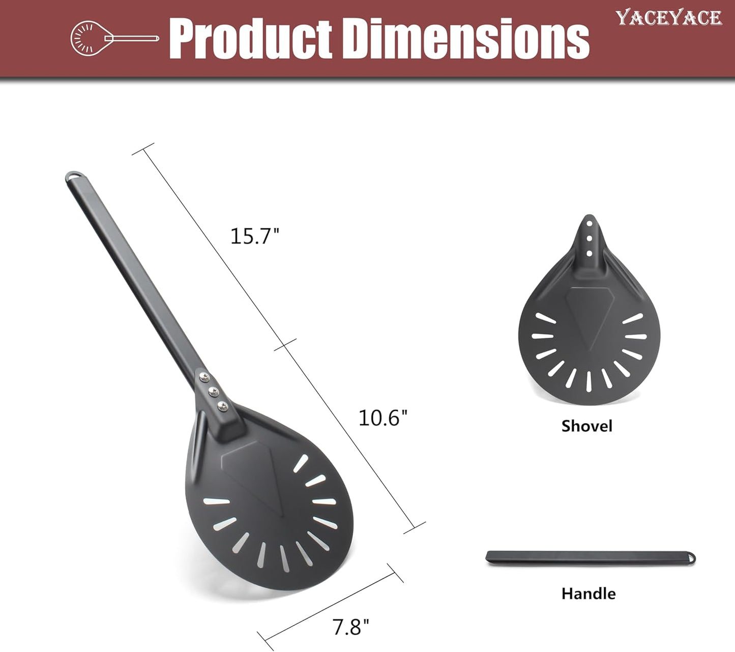 Pizza Turner, 8-inch Black Metal Pizza Turning Peel, Aluminum Turning Peel - Culinary Roots