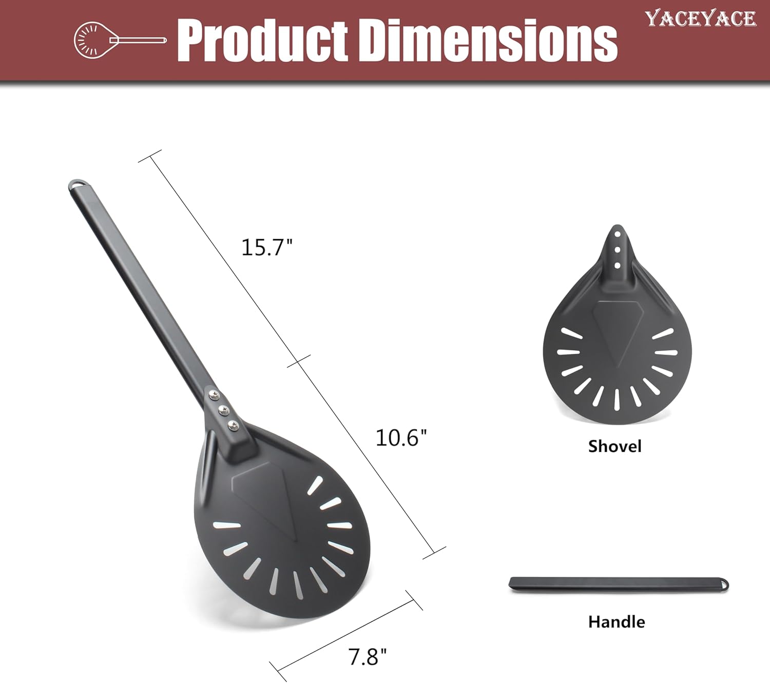 Pizza Turner, 8-inch Black Metal Pizza Turning Peel, Aluminum Turning Peel - Culinary Roots