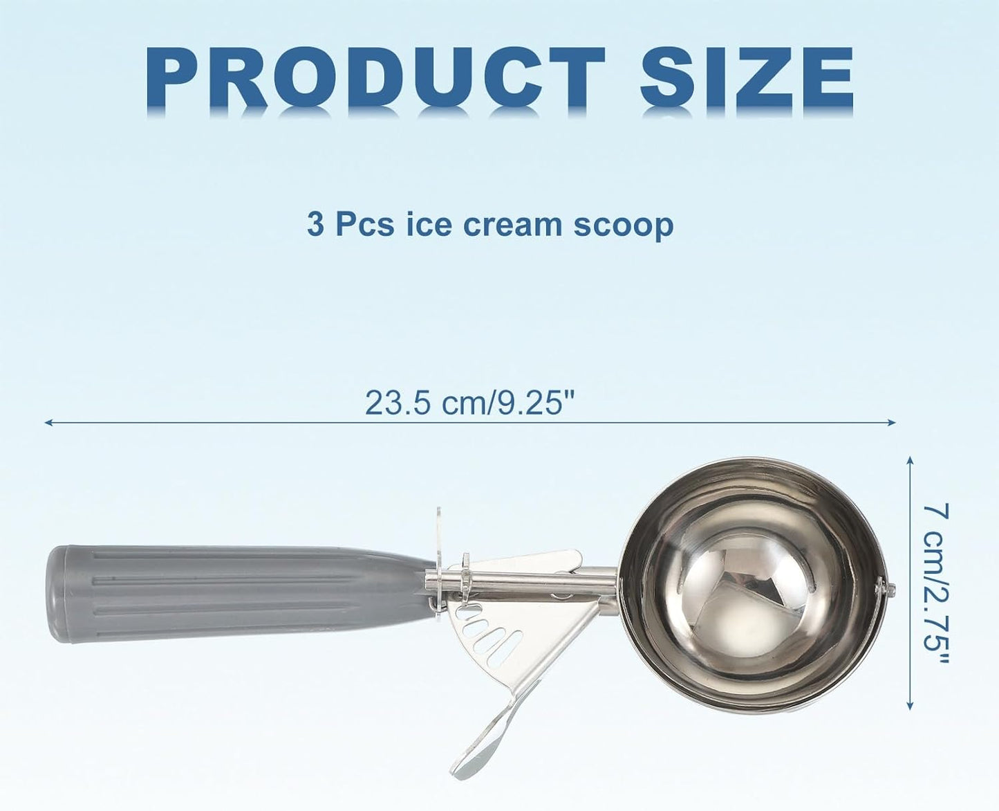 uxcell 3 Pcs Cookie Scoops, Ice Cream Scoop with Trigger for Baking Cookie Dough Rice Pudding Kitchen Gadget, Gray