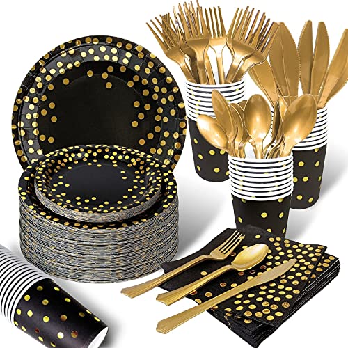 Black Gold Paper Plates (350 Count)